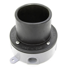 Mac-Cap Adapter attached to 4" round box